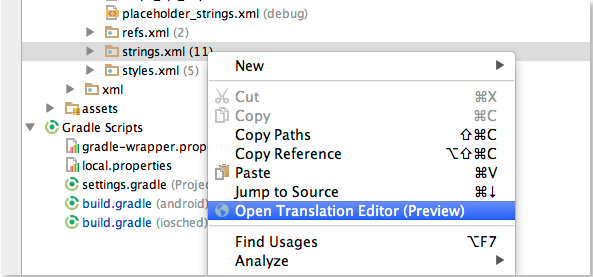 Android Studio Overview Studio-translationeditoropen