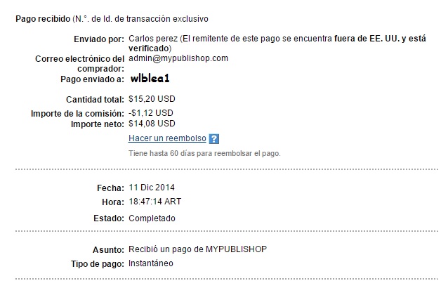 2do Pago Mypublishop $ 15,20 5 dias 8V4gz