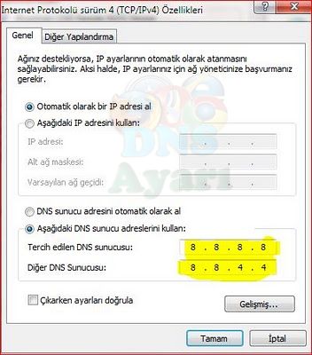 Youtube Giriş İçin Nasıl Ayarları Yaparız... Windows-7-DNS-De%C4%9Fi%C5%9Ftirme-4