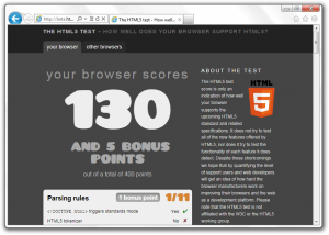 Internet Explorer 9 - Review and feature Html5test-300x214