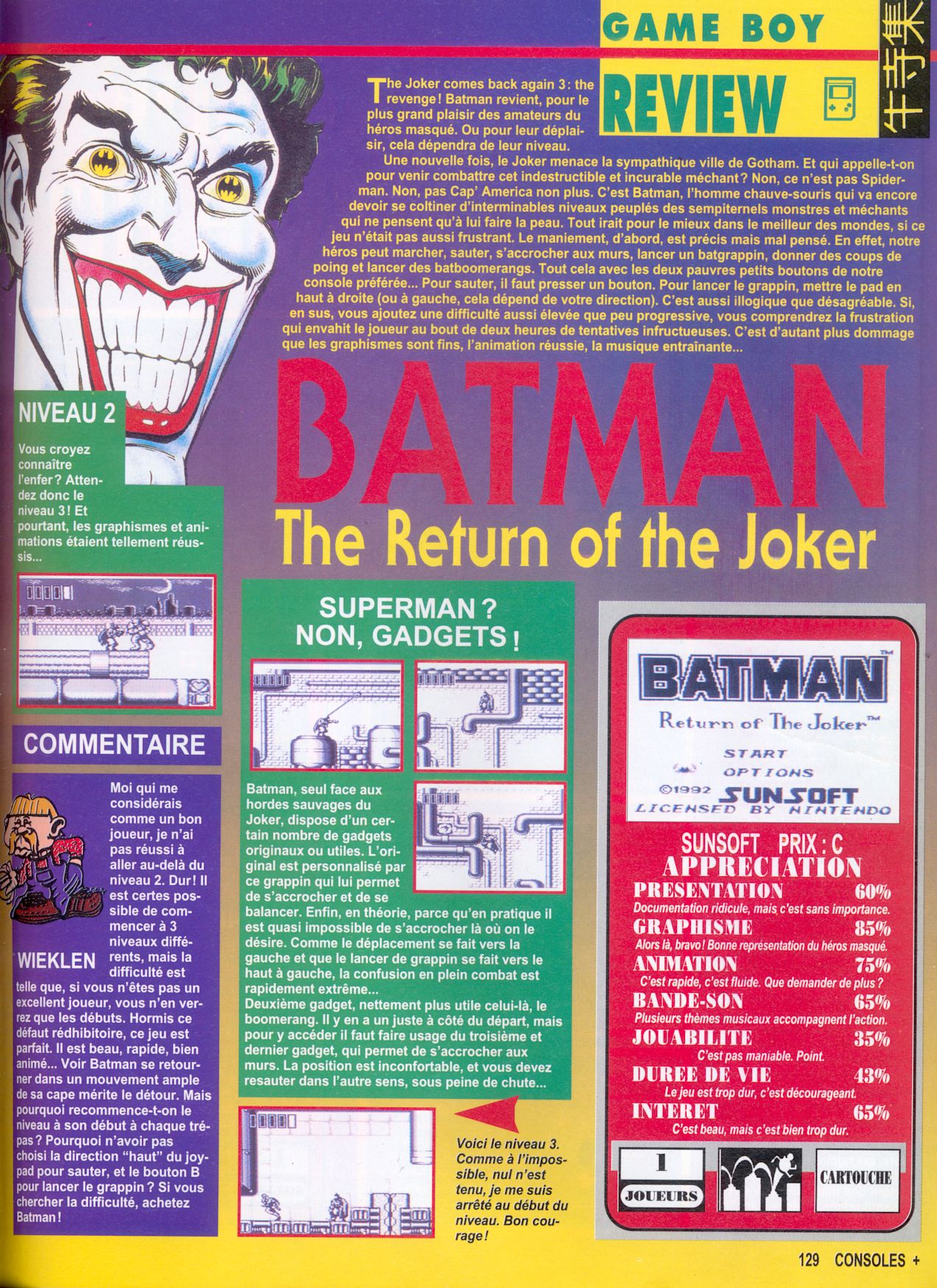 [TEST] Batman : Return of the Joker (Game Boy) Consoles%2B%2011%20-%20p129