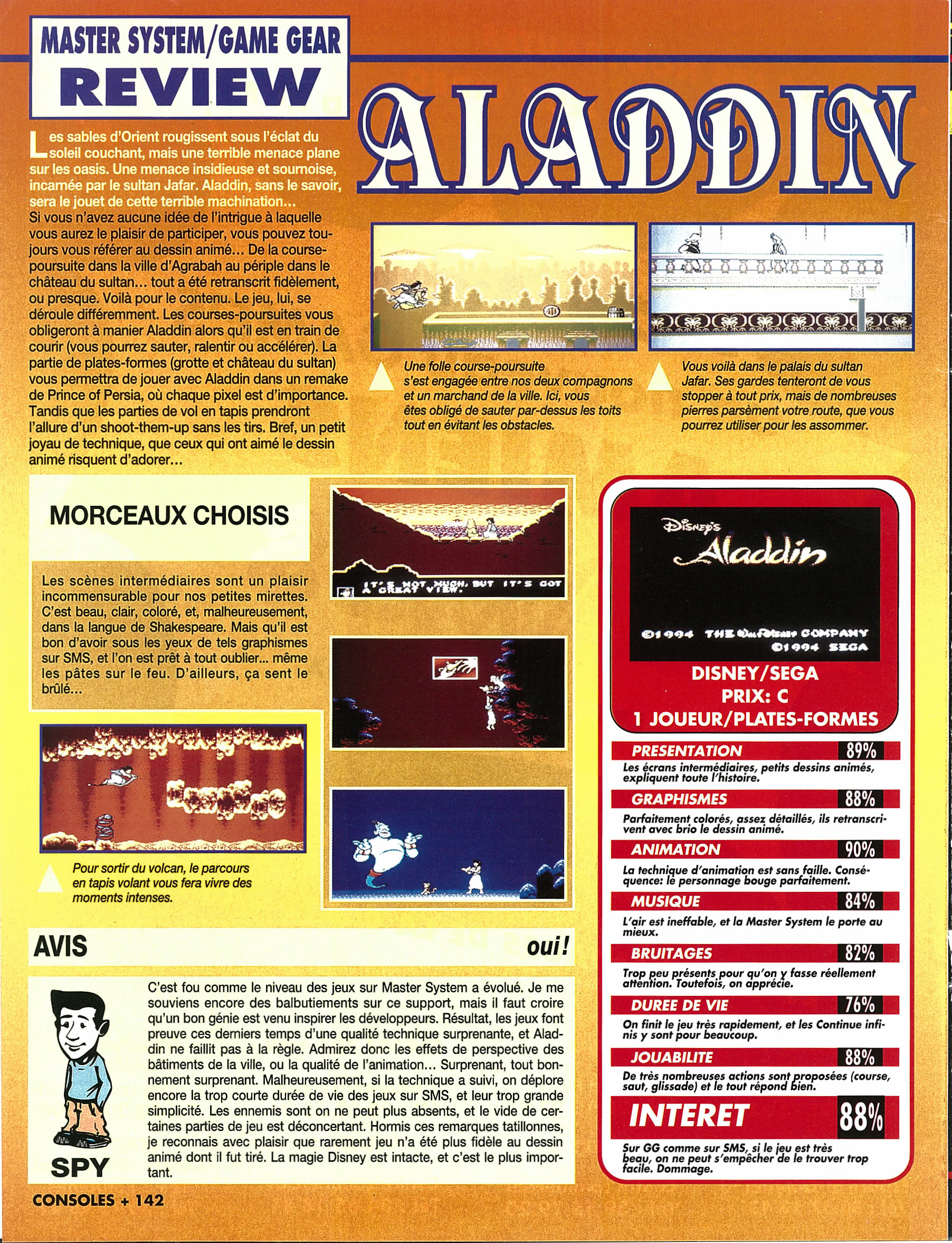 [TESTS] Aladdin (Sega Master System & Game Gear) Consoles%20%2B%20031%20-%20Page%20142%20%28avril%201994%29