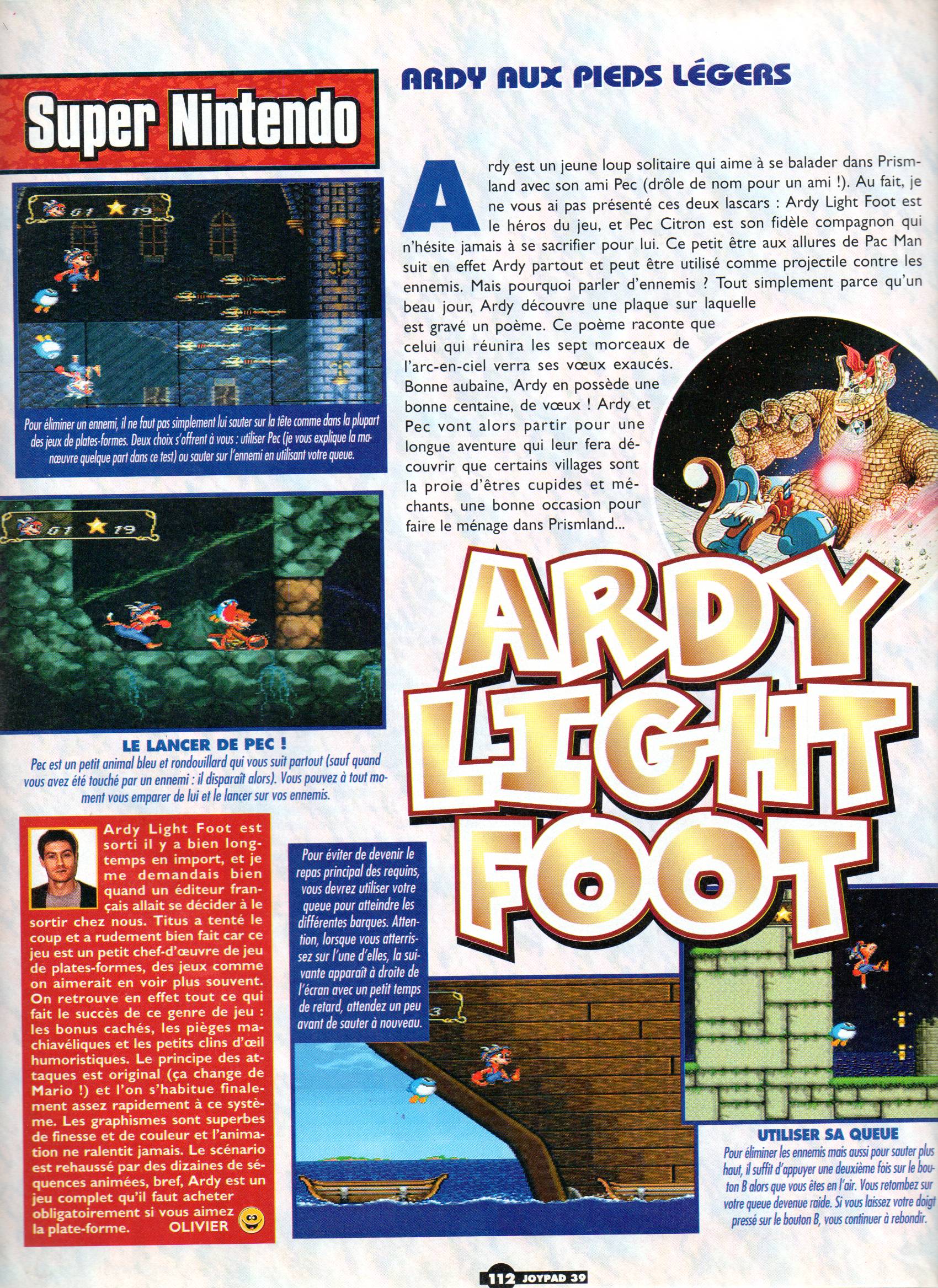 [TEST] Ardy Lightfoot (Super Famicom) Joypad%2039%20Fevrier%201995%20page112