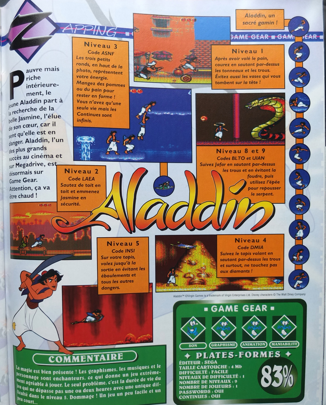 [TESTS] Aladdin (Sega Master System & Game Gear) Megaforce%20num.25%20f%C3%A9vrier%201994%20p121