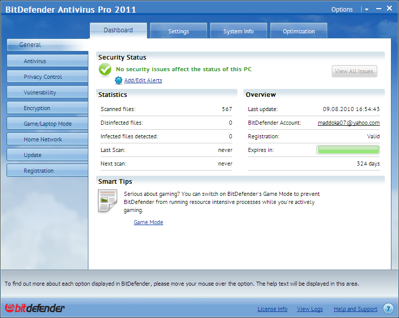 عملاق برامج الحماية BitDefender 2011 AntiVirus & I Expert_dashboard