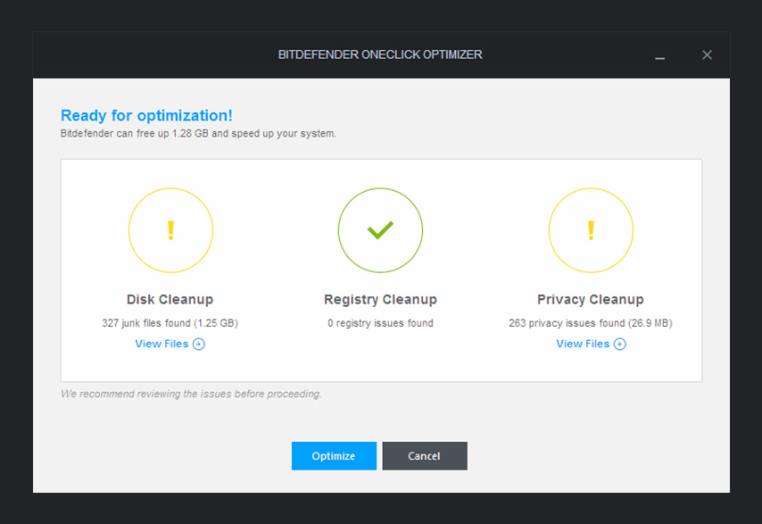 Bitdefender Internet Security 2015 - OneClick Optimizer 2