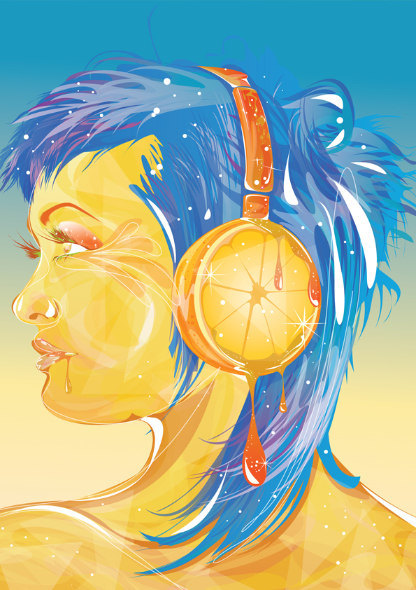 Create a Sparkly Female Portrait in Illustrator  Final