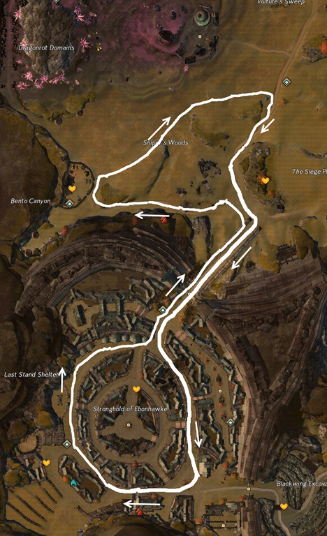 chasse de prime// chemin Gw2-trillia-midwell-guild-bounty-fields-of-ruin-map