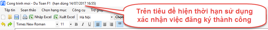 HƯỚNG DẪN ĐĂNG KÝ SỬ DỤNG PHẦN MỀM DỰ TOÁN F1 BẢN QUYỀN MIỄN PHÍ ĐẦY ĐỦ TÍNH NĂNG TRONG 90 NGÀY! 6