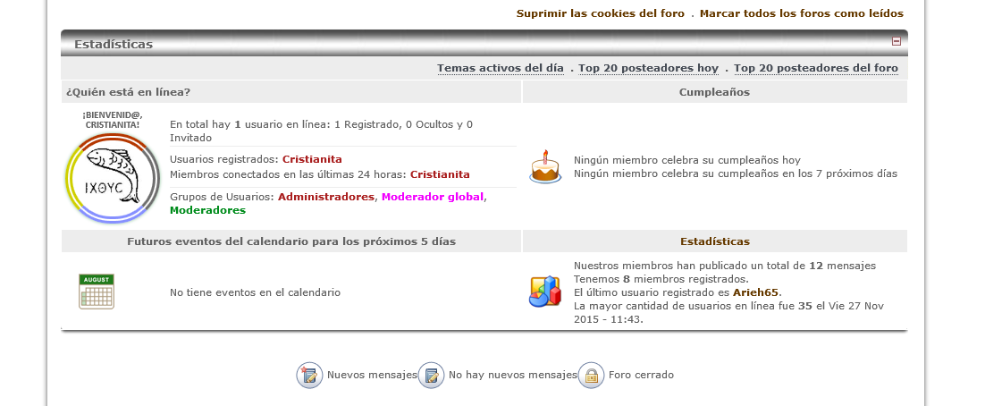 000000 - Colocar las estadísticas del foro en la misma columna del Quién está en Linea y los Grupos haciendo asi tres columnas diferentes en una misma 8392389544