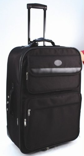 City Lights Expandable Suitcase with Telescopic Handle on Wheels - Black | Wheels For Suitcases 31ifw%2BRdw7L