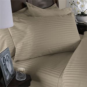 56:26  Promo Five (5) Piece TWIN-XL Size, BEIGE Damask Stripe, 1000 Thread Count / 1000TC Sateen Weave Long Staple 100-Percent Ultra Soft Egyptian Cotton Bed Sheet Set. Inlcudes THREE (3) PILLOW CASES (Deep Pocket) 41%2BLW2k2P6L