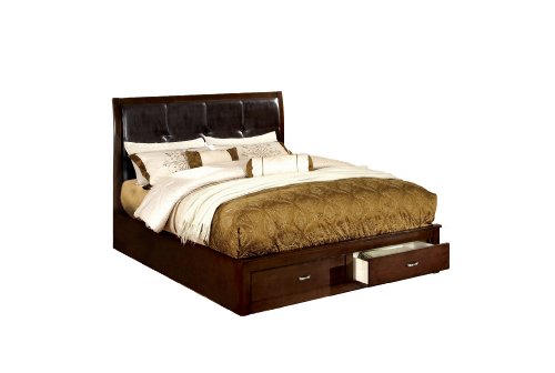 54:17  Promo Furniture of America Simmones Leatherette Platform Bed, California King, Brown Cherry Finish 41JPf1FZ9mL