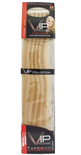 Unique VIP Collection - Tapex - Remy Human Hair Extensions - Full Set (4 Sheets) - Light Golden Brown W/hilights (Color: 41xMpb2mSjL