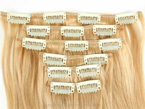 20inch (6 Pieces) Grade AAA+ Full Head Set Medium Blonde Clip In Brazilian Straight Human Hair Extensions Silky & Soft-  51AM2k8qyzL