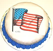 Carrot Decorated Cake Single Layer 8" RoundTopped with American Flag Edible Image 51D3P2CJ4RL._SL210_