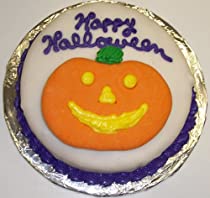 Carrot Decorated Cake Single Layer 8" Round Topped with Pumpkin Cookie Purple Trim 51DBA9T628L._SL210_