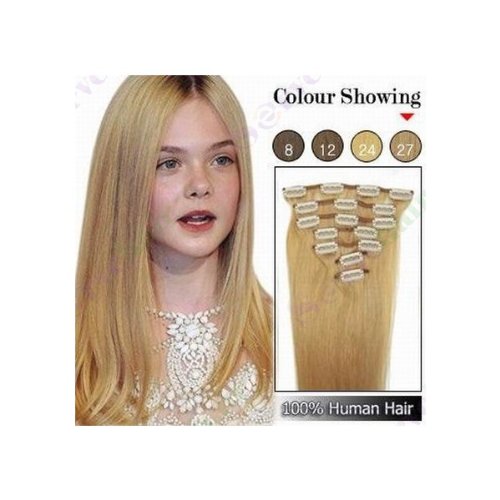 15inch 7 Pc Color 27 Strawberry Blonde Remy Clip Human Hair Extensions | Hair Braiding Websites 51Ek6eo7H-L