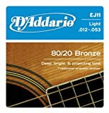 D'Addario EJ11 80/20 Bronze Acoustic Guitar Strings, Light, 12-53 51NpunyjdcL._SL160_