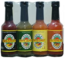 Dave's Top Four Hot Sauce Sampler with Insanity Sauce. The Best Way to Sample the World Famous Dave's Insanity Sauce Along Side Three Other Top Selling Dave's Gourmet Hot Sauces. A Great Gift Set and Fun To Eat and Cook. New Reduced Shipping!! 51WVB5ZATVL._SL210_