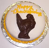 Carrot Decorated Cake Single Layer 8" Round Topped with Chocolate Turkey Golden Yellow Trim 51ZM2RTEA4L._SL210_