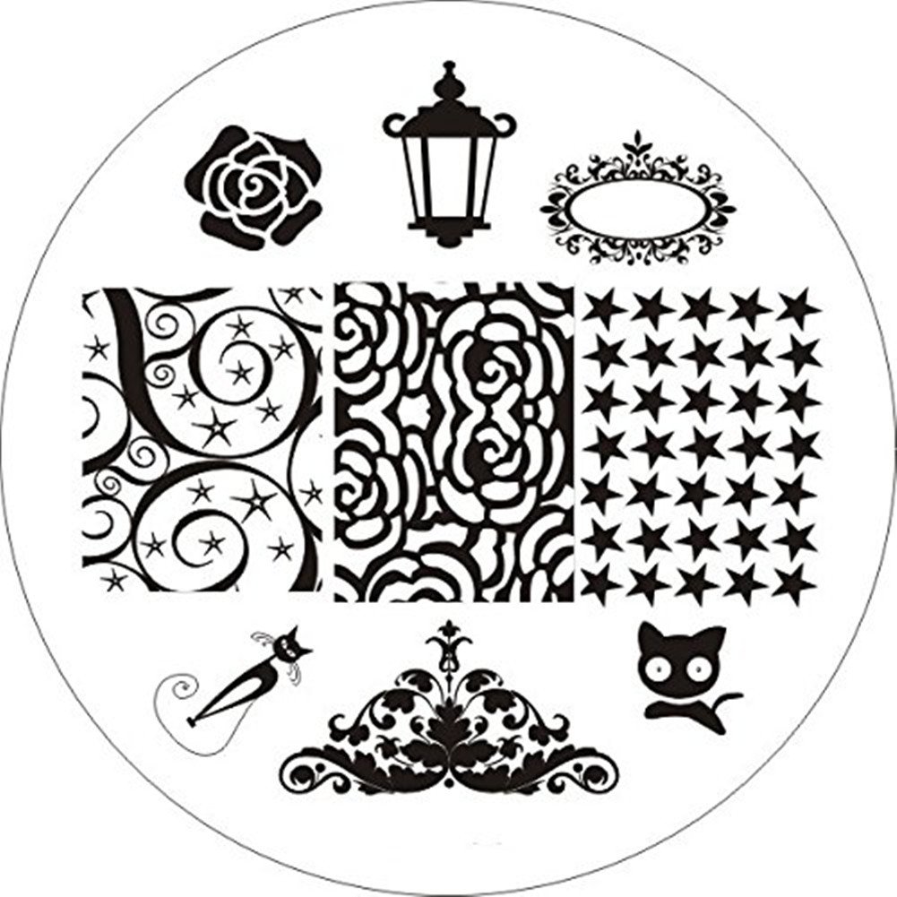 Plaque De Stamping Chat & Rose & Etoile 71P6BI9aq6L._SL1001_