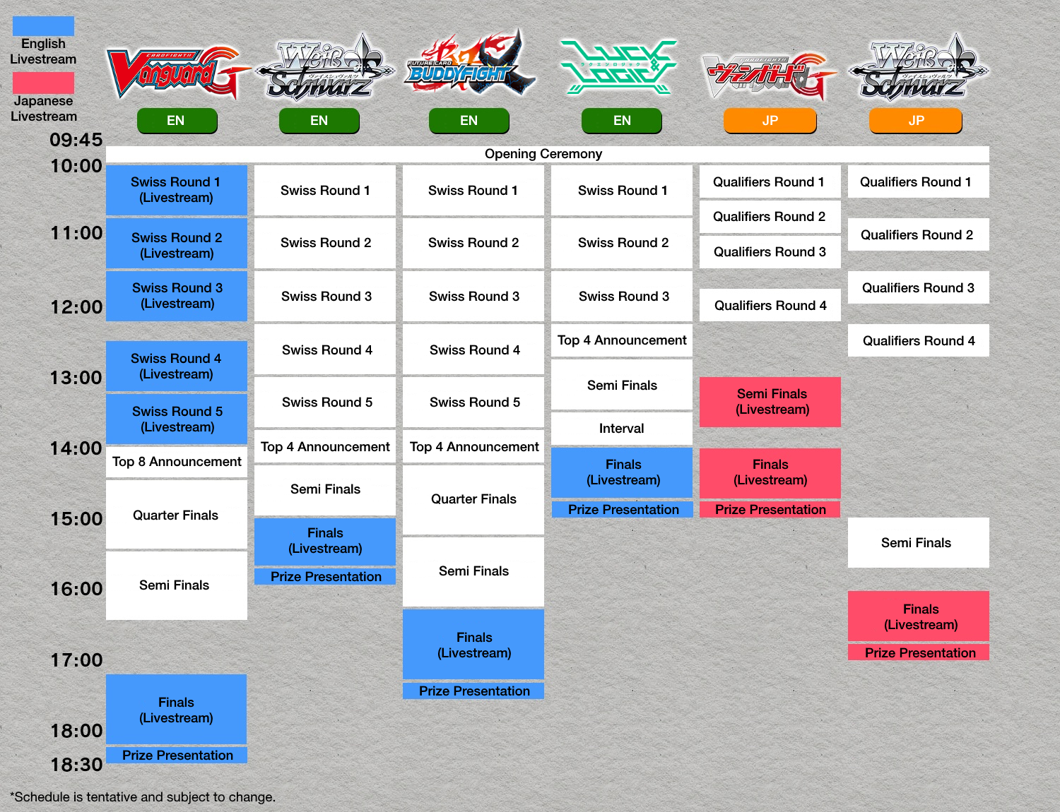 Bushiroad Championship Series 2017 World Finals et World Grand Prix 2017 BCS2017-World-Finals-Livestream-Schedule