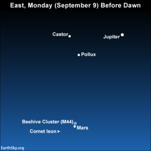 Dramatic pairing of moon with Venus after sunset September 8 2014-september-9-east-before-dawn-comet-ison-night-sky-chart-300x300