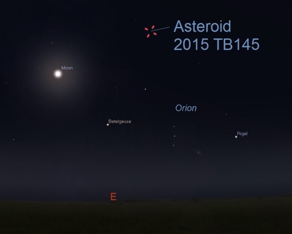 Update: Close pass of Halloween asteroid TB145FacingEastAt1050pmCT10302015-e1446200978963