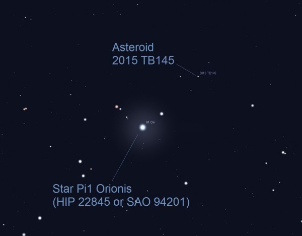 Update: Close pass of Halloween asteroid TB145at1120pmET0320UT-e1446200996335