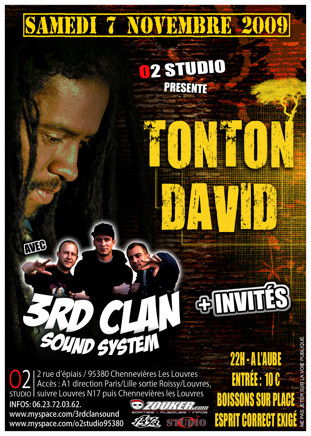 3RD CLAN+TONTON DAVID+INVITES à l'O2 studio (95) LE 7 NOVEMBRE 2009 Recto