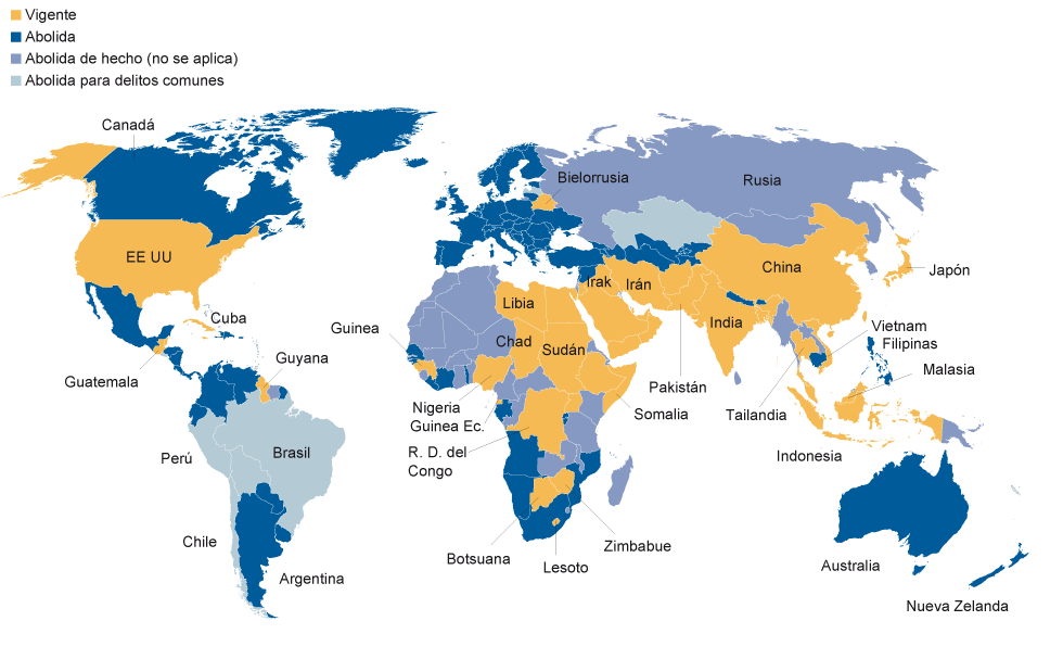 Pena de muerte en los Estados del mundo (mapa) 1398884594_589734_1398884640_noticia_normal