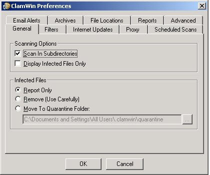 CLAMWIN 0.93.1 ANTIVIRUS Prefs