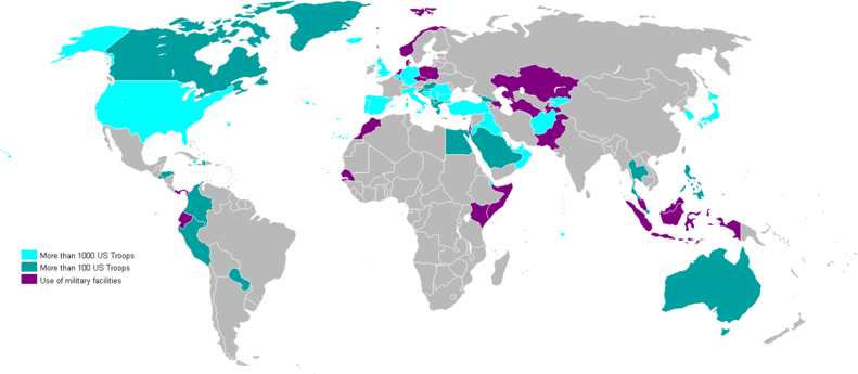 Mapa de la presencia militar de Estados Unidos en el mundo Usmilmap