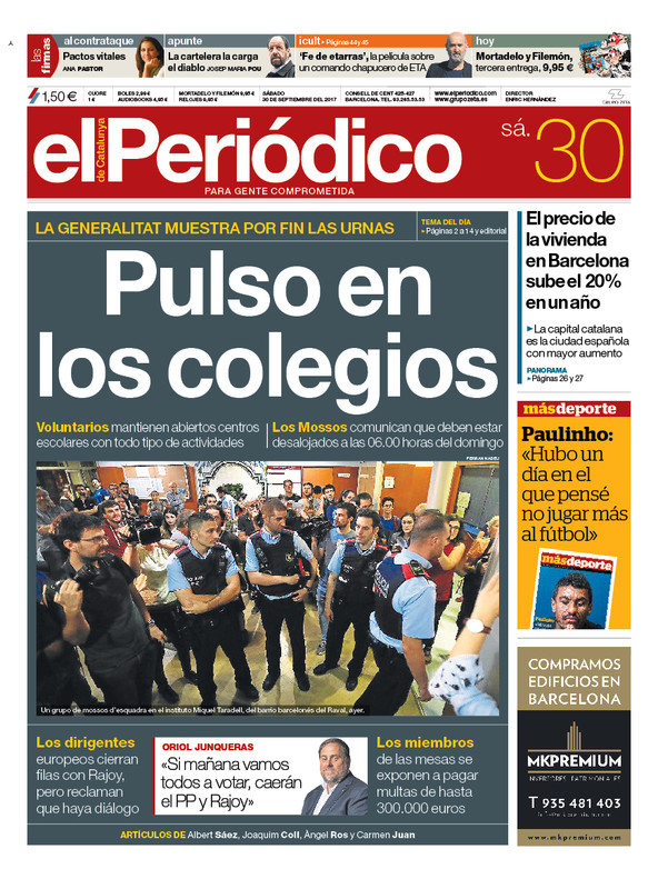 Portada "EL PERIODICO" 30/9/17 1506718898169