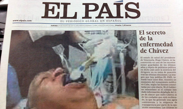 'El País' retira de los quioscos el periódico tras publicar una foto falsa de Chávez 1359010453_0