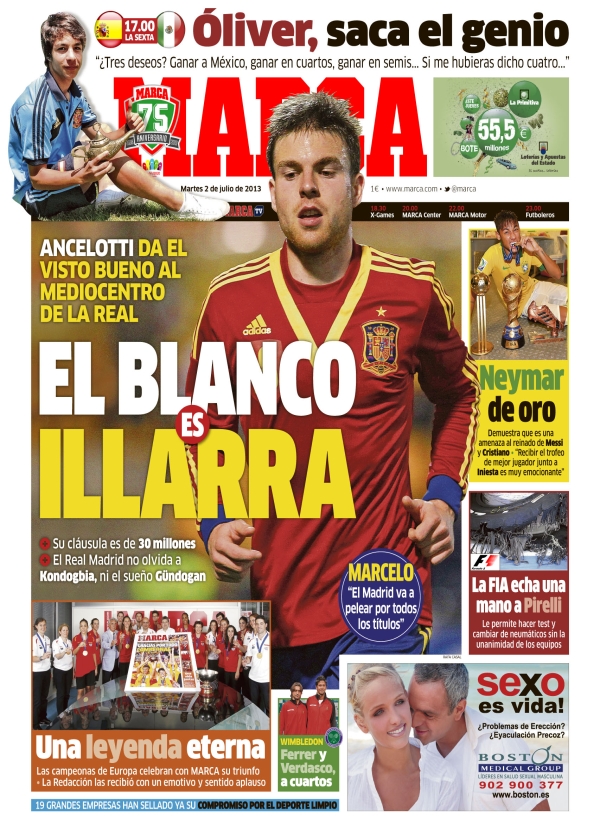 Illarramendi, portada de Marca. G0207.8faa26f6cb34764c044a5f6f853606bd