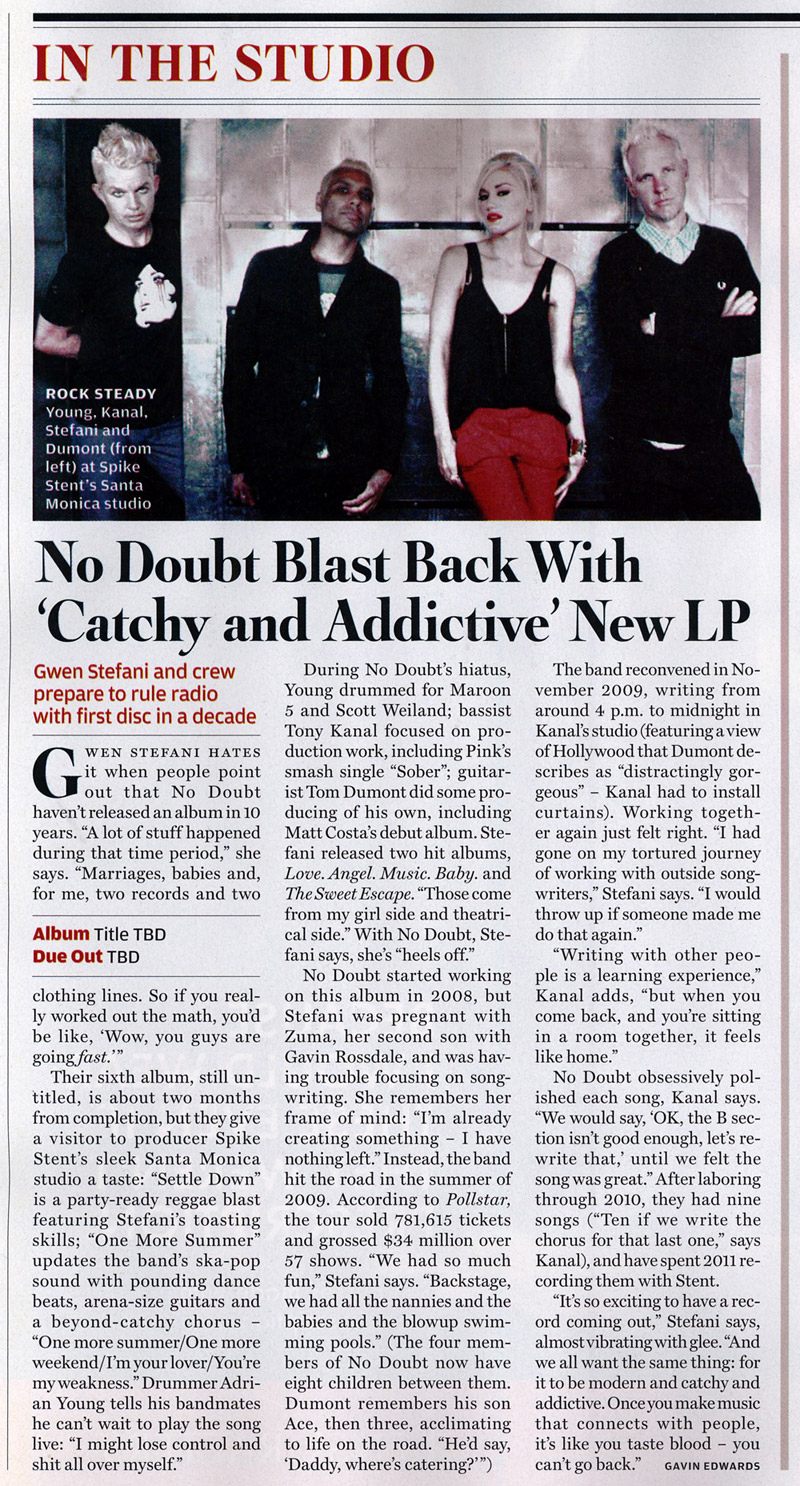 Nueva Entrevista de No Doubt para "Rolling Stone" Rollingstonescan