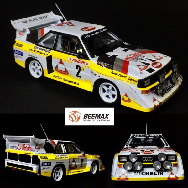 [BEEMAX AOSHIMA] AUDI SPORT QUATTRO S1 Ev 2 MONTE-CARLO 1986 1/24ème Réf B24017  Kit-1-24-audi-sport-quattro-s1-n-2-4th-r-monte