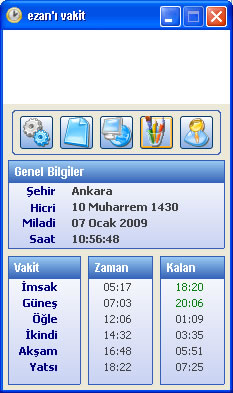 Ezan Vakit 2009 Ana_ekran_mavi