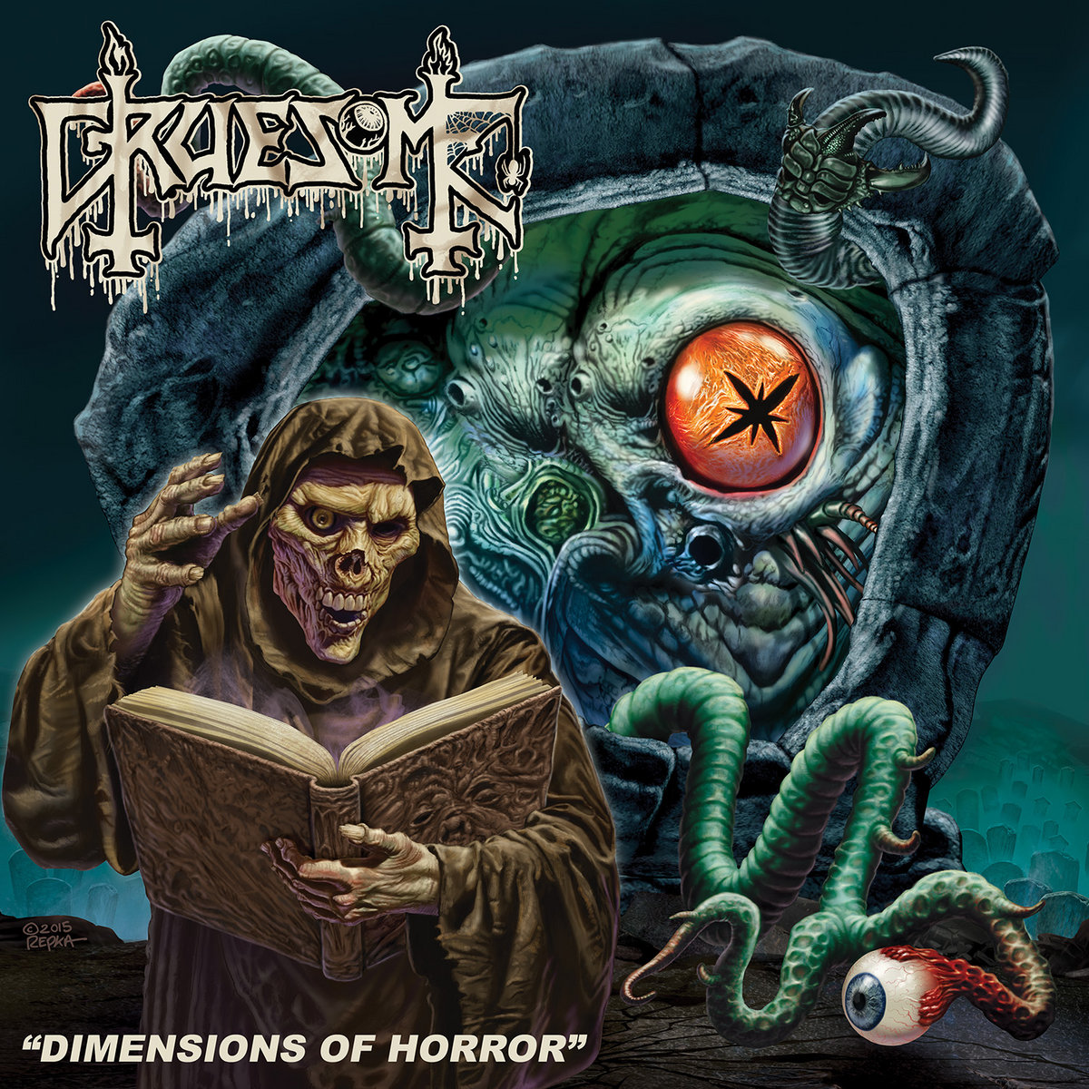 GRUESOME — “Savage Land”  (April 2015) ; Dimensions of Horror (May 2016) A0331852390_10