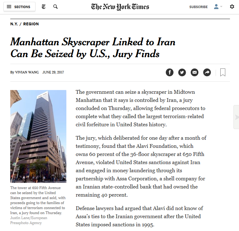 After 1,379 Days, J00ish NYT Corrects Bogus Claim Iran ‘Sponsored’ 9/11 NYT-Manhattan-Skyscraper