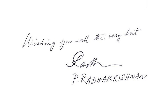 RADHAKRISHNAN P (Autographe sur Bristol 1) - Copie