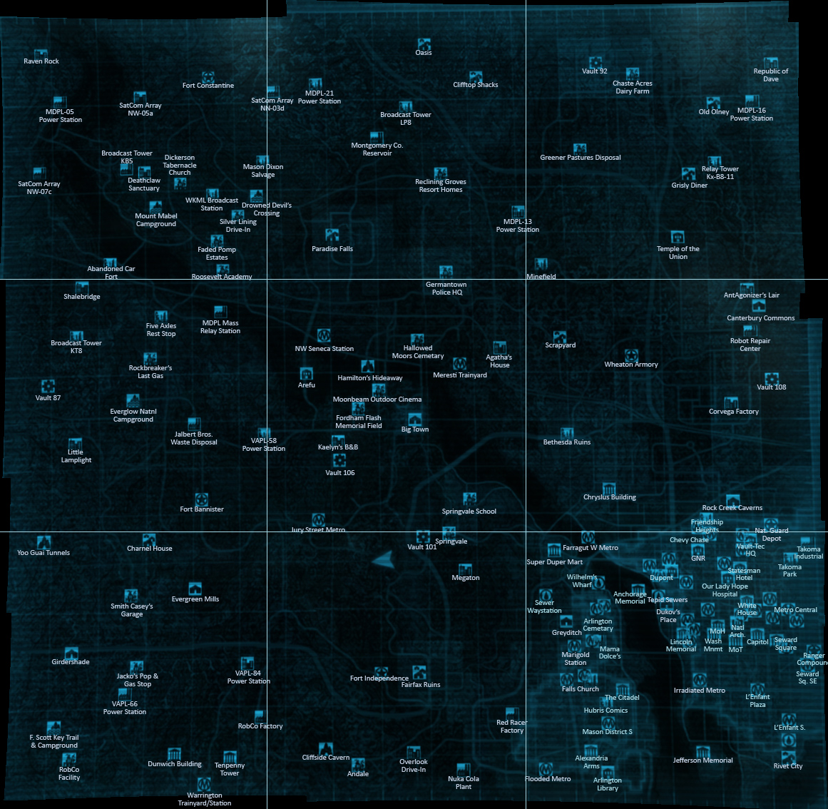 Fallout 3 Map All Locations 3005690125_d10bfa9b3f_o