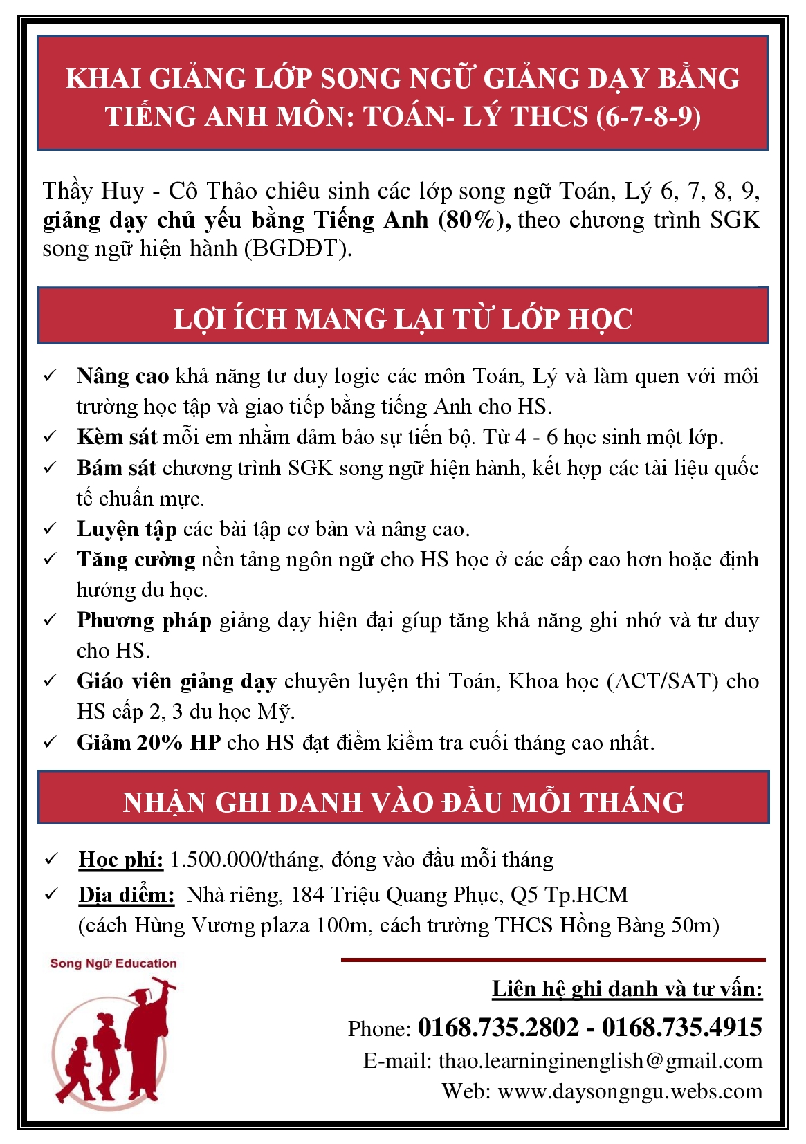 Tuyển sinh, du học: Chiêu sinh các lớp song ngữ Toán, Lý 6, 7, 8, 9 30999828800_730b26bd66_o