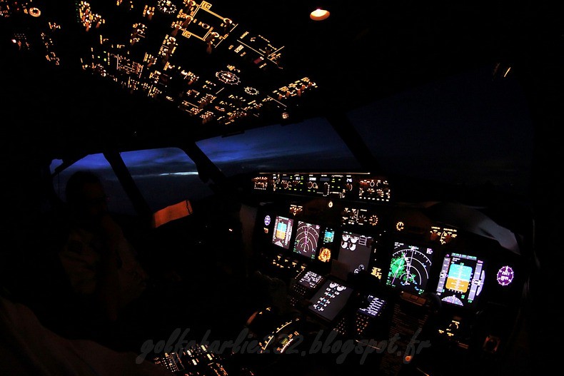 Boeing 737NG - Cockpit at twilight