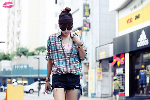 Fashino Girl Shirts Asian-checkered-fashion-plaid-shorts-Favim.com-63754