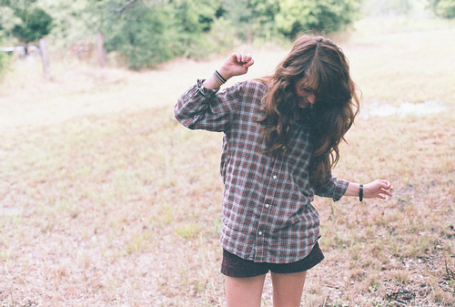 Fashino Girl Shirts Checkered-girl-long-hair-nature-shirt-Favim.com-94808