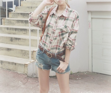 Fashino Girl Shirts Asian-checkered-cute-fashion-photography-Favim.com-140735