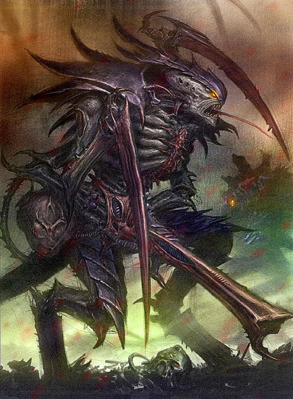 [W40K] Collection d'images : les Xenos - Page 2 Tyranid_warrior_colored_by_majesticchicken-d3iuw44